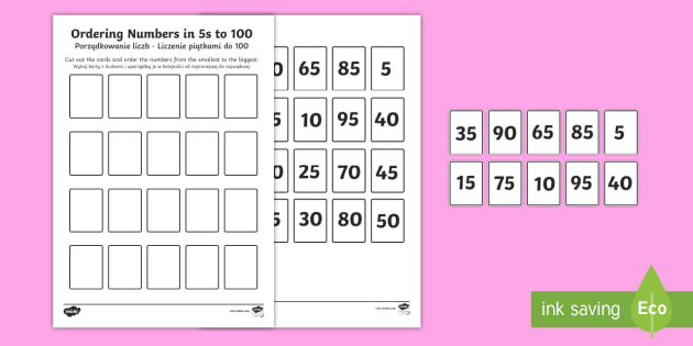 Ordering Numbers in 5s to 100 Activity English/Polish