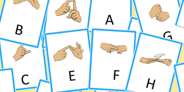 Editable British Sign Language Manual Alphabet Flash Cards Card