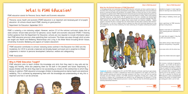 What Is PSHE? Adult Guidance