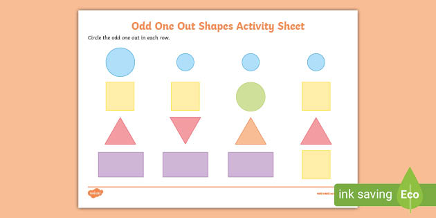 Odd One Out Shapes Worksheet teacher made Twinkl