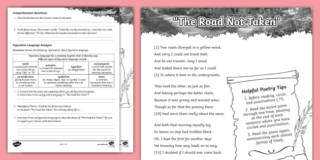 The Road Not Taken Figurative Language | Twinkl USA - Twinkl