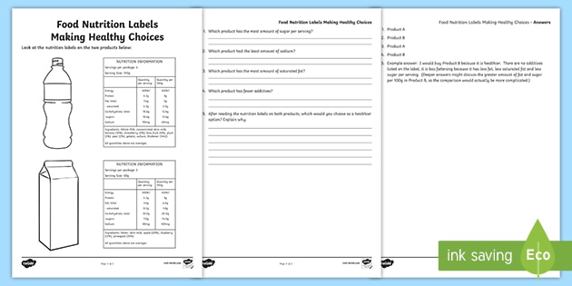 Compare Food Nutrition Labels for Healthy Eating Activity