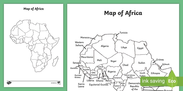 black and white map of africa worksheets geography resources