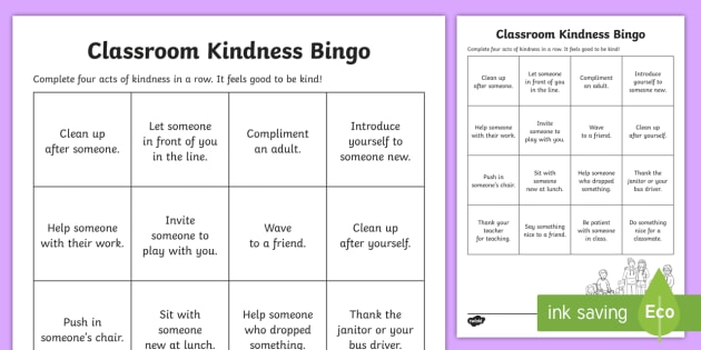 Kindness Bingo Worksheet Teacher Made