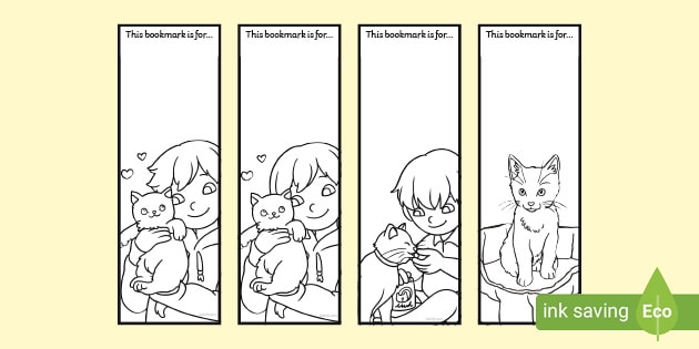 Printable Kitten Bookmarks to Colour