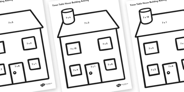 7 Times Table Active Picture Building Activity House