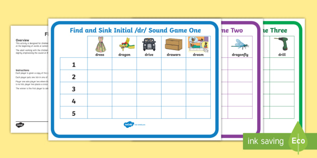 Find And Sink Dr Initial Sound Game Teacher Made