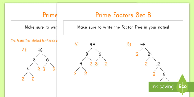Prime Factors Activity - prime factors, numbers, math, activity