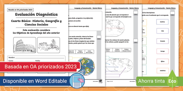 Prueba de Historia, geografía y Cs sociales worksheet