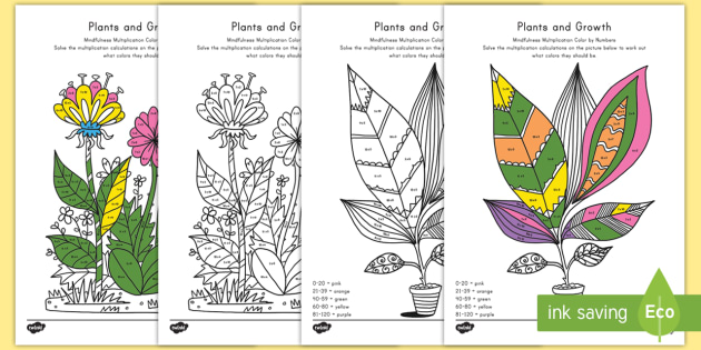 Plants and Growth Themed 2, 5 and 10 Times Color by Number ...