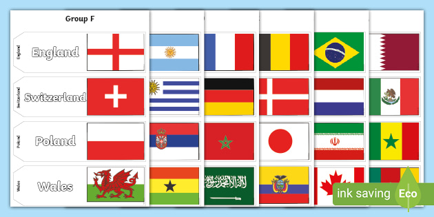 2022 Men's World Cup Country Name and Flags Paper Chain