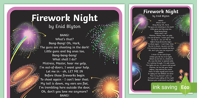 Firework Night by Enid Blyton Poem (Teacher-Made)