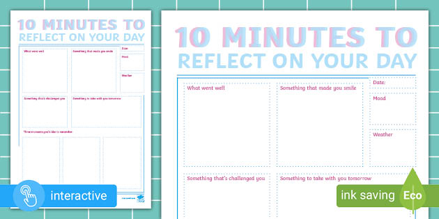 10 minutes to reflect - planner insert | Twinkl Busy Bees