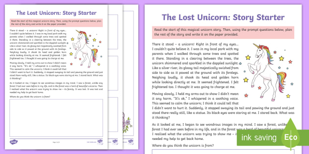 the lost unicorn worksheet writing about unicorns