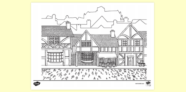 Tudor House Colouring | Colouring Sheets