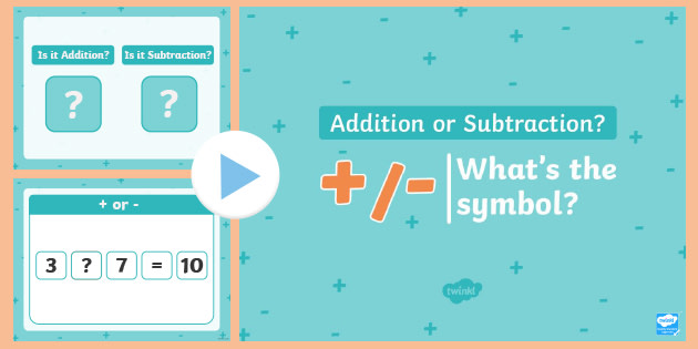 Addition or Subtraction. Whats the Symbol Powerpoint