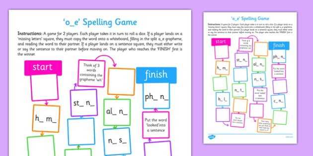 o e spelling board game