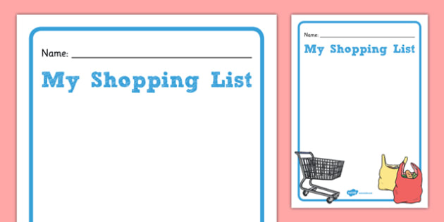 grocery list template for kids