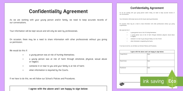 Confidentiality Agreement Form Client Agreement Template