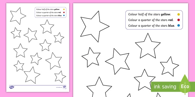 Fractions Colouring Sheets Stars (teacher Made)