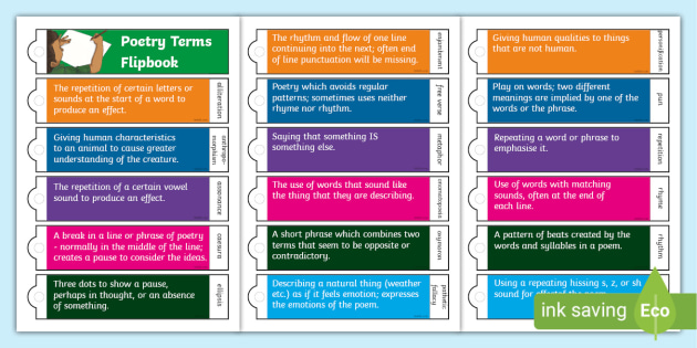 Poetry Terms And Definitions Flip Book Senior Phase