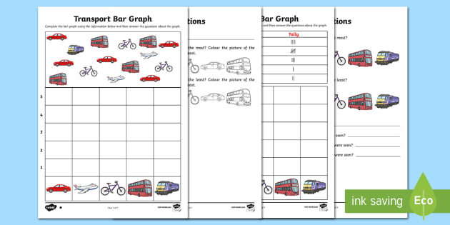 Bar Graphs with Transport Differentiated Worksheet / Worksheets