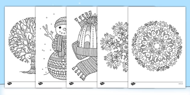 winter themed mindfulness coloring sheets teacher made