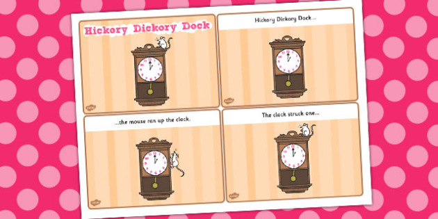 Hickory Dickory Dock Sequencing (4 per A4) - Hickory Dickory Dock, nursery