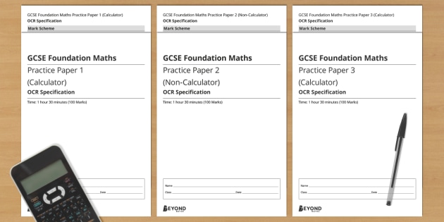 Gcse Maths Practice Papers 1 2 3 Foundation Ocr Set B Specification Exam