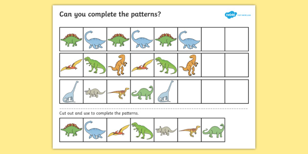 Dinosaur Complete the Pattern Worksheet / Worksheet
