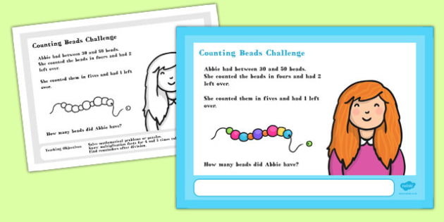 A4 Counting Beads Maths Challenge Poster (teacher made)