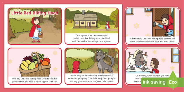 Little Red Riding Hood Story Sequencing with Text - Twinkl
