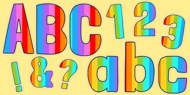 Funky Multicoloured Stripes Display Lettering Pack