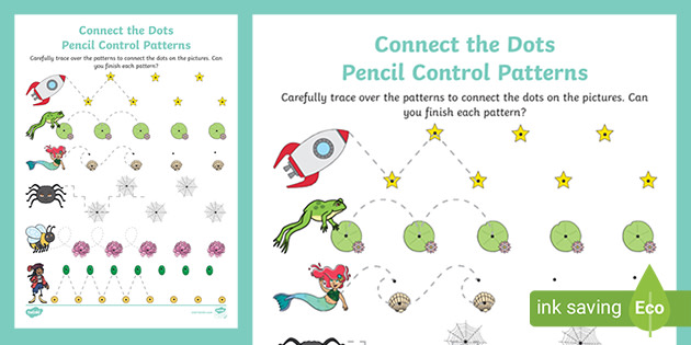 connect the dots pencil control patterns worksheet