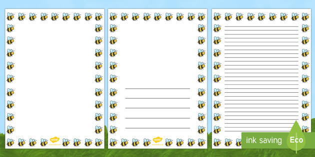 Bee Full Page Borders - page borders, bee page borders, bee