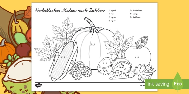 Herbstliches Malen nach Zahlen (teacher made) - Twinkl