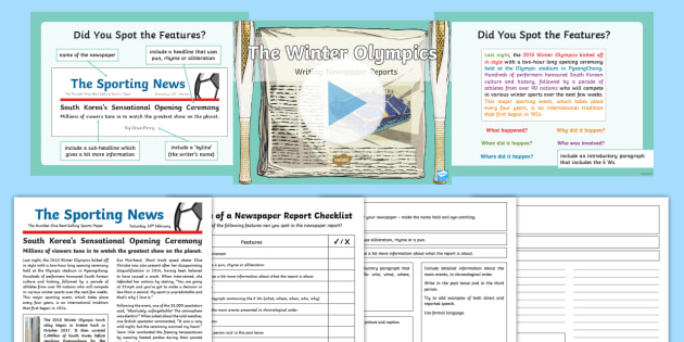 KS2 Winter Olympics 2018 Newspaper Report Writing Activity ...