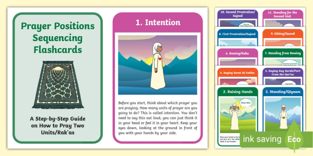 Prayer Positions Sequencing Flashcards (Girl) (teacher made)