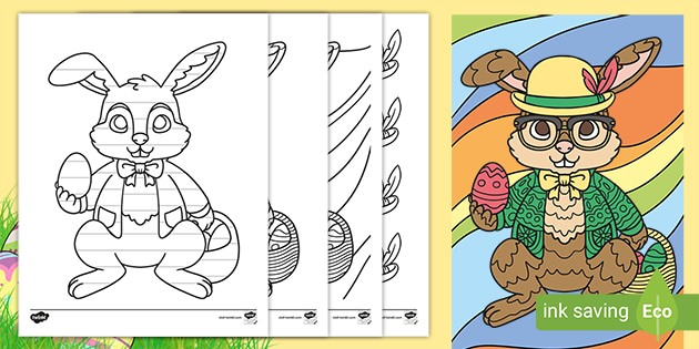 Funky Easter Bunny Coloring Sheets Teacher Made