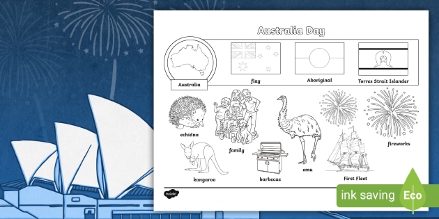 Australia Day Words Colouring Sheet (teacher made)