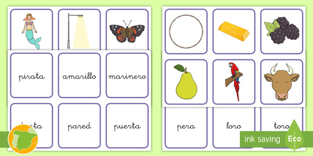 Tarjetas de emparejar: La letra R suave - juego lectoescritura