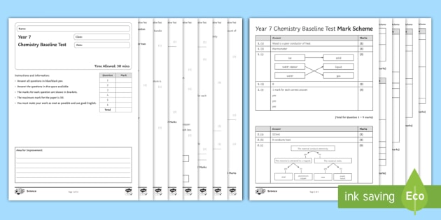 chemistry baseline test ks3 science beyond secondary