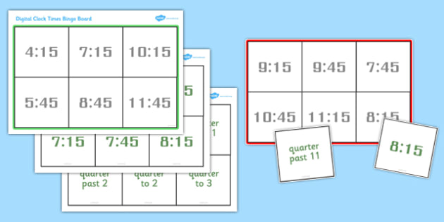 cent Verschuiving Zogenaamd Digital Clock Time Bingo Game - Math Resource (Teacher-Made)