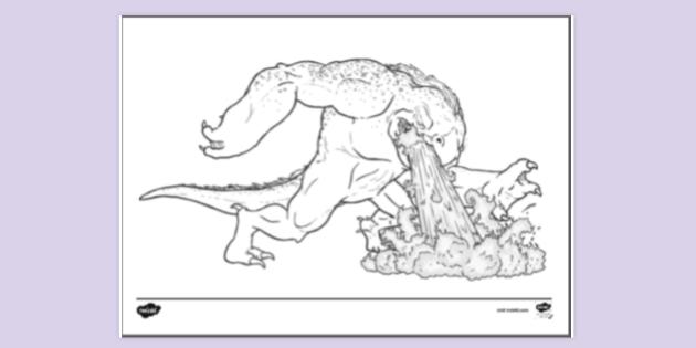 Fiery Fire Breathing Monster Coloring Page for Kids
