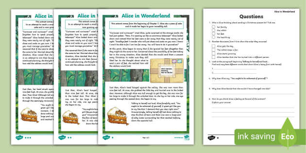 Alice　Differentiated　Reading　in　Wonderland'　Comprehension