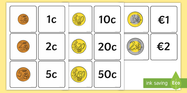 Euro Coin Value Matching Card Activity (Teacher-Made)