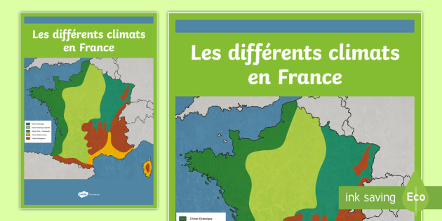 Poster Format A2 : Les Différents Climats En France - Cartes