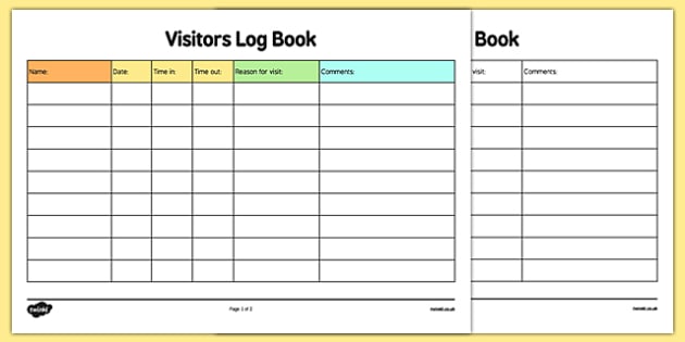 classroom visit log