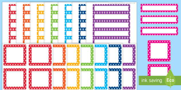 Multicoloured Polka Dot Drawer And Peg Labels Resource Pack