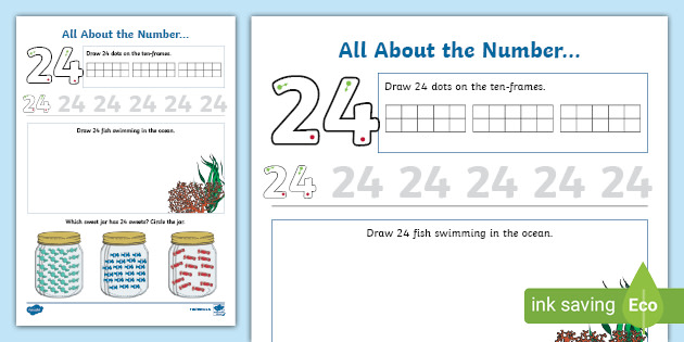 All About the Number 24 Worksheet (teacher made)